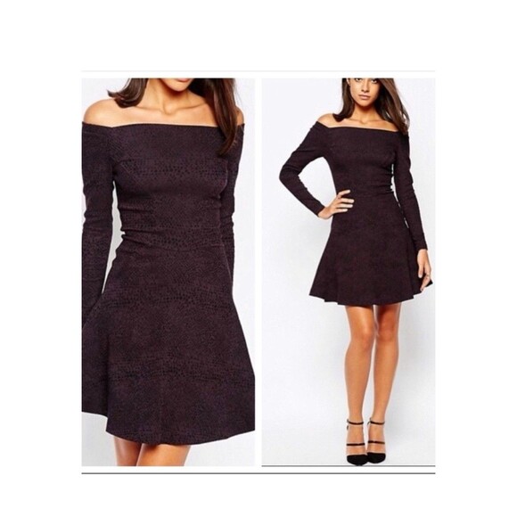 Reiss Dresses & Skirts - Womens Reiss Deep Berry Dress - Tinsel-fit And Flare Dress Size 8